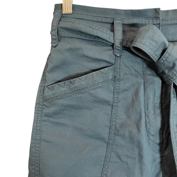 ANTHROPOLOGIE Ellie Belted Utility Pants Embroidered Blue Size 4 - Picture 10 of 16